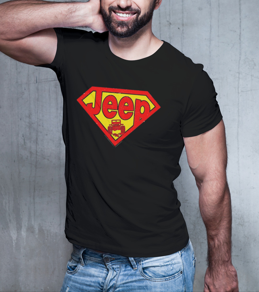 Jeep Super Red Yellow Emblem Superman Style 4x4 Off-Road T-Shirt