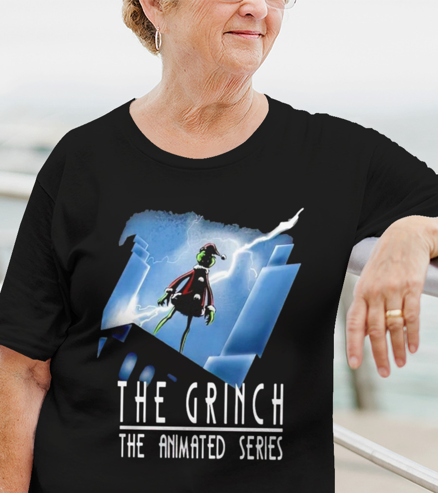 The Grinch Striking Pose Under Lightning In The Animated Series T-Shirt