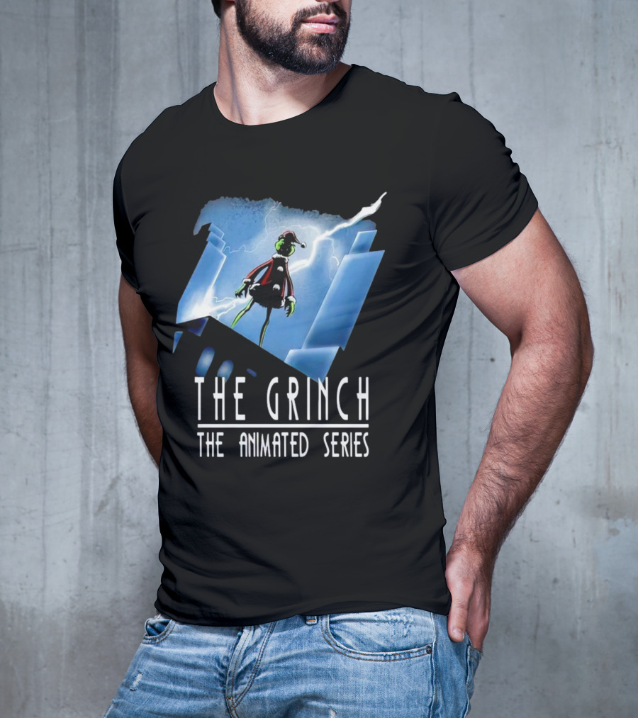 The Grinch Striking Pose Under Lightning In The Animated Series T-Shirt