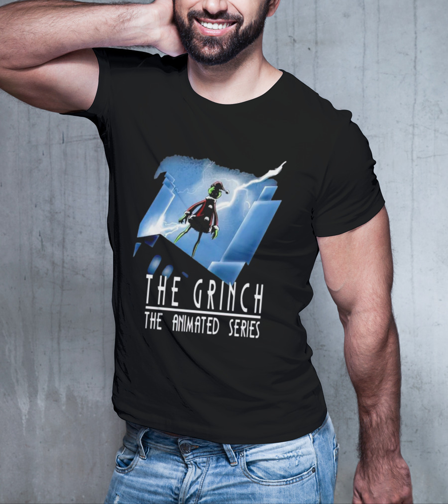 The Grinch Striking Pose Under Lightning In The Animated Series T-Shirt