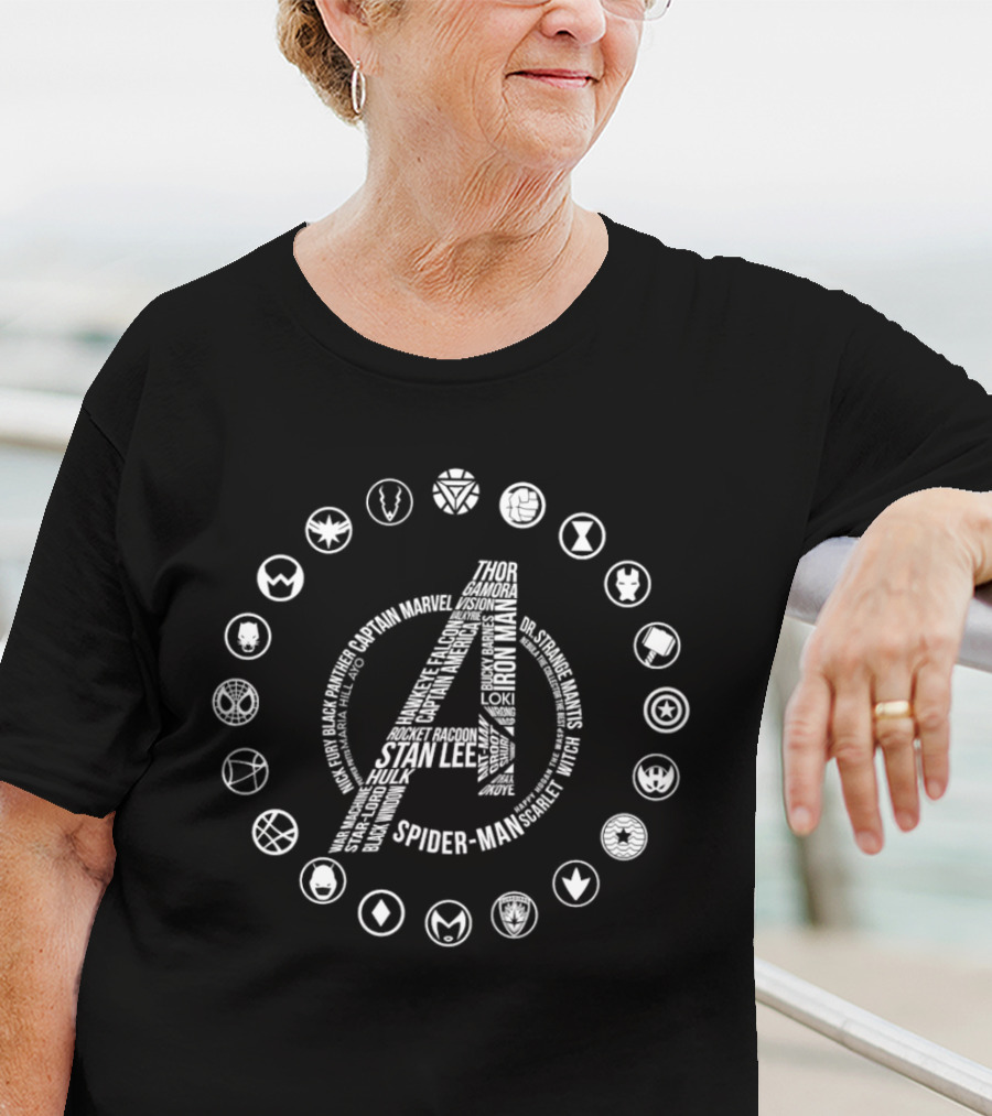 Avengers Iron Man Spider-Man Captain Marvel Stan Lee Thor Hulk Black Widow Captain America Doctor Strange Guardians Of The Galaxy Villains T-Shirt