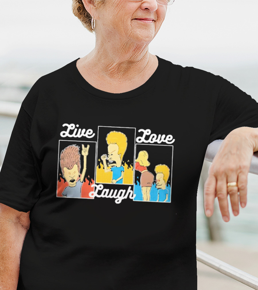 Live Laugh Love Beavis And Butt-Head Rock Band Comedy T-Shirt