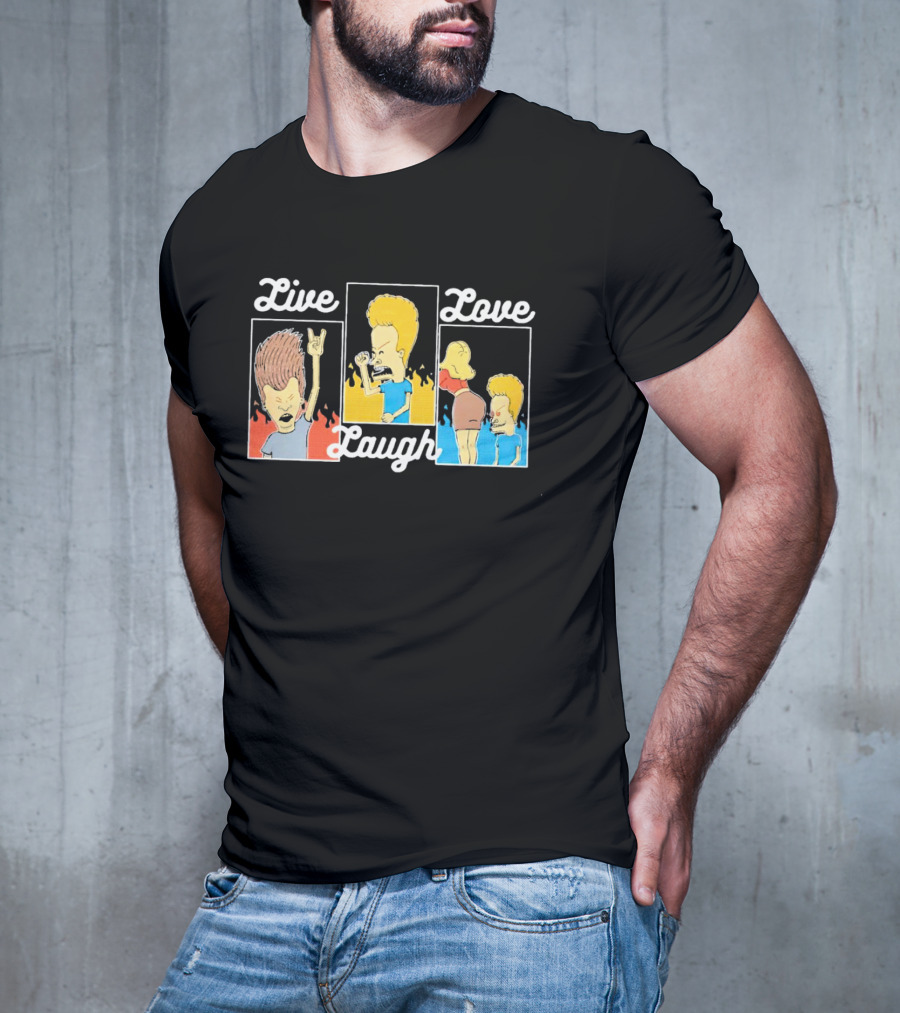 Live Laugh Love Beavis And Butt-Head Rock Band Comedy T-Shirt