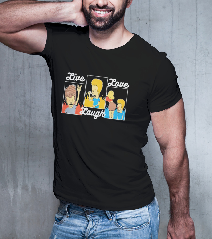 Live Laugh Love Beavis And Butt-Head Rock Band Comedy T-Shirt