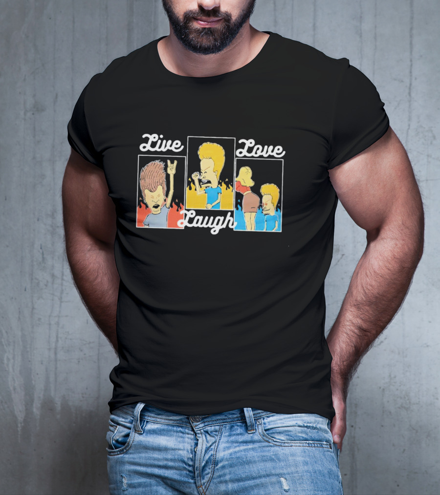 Live Laugh Love Beavis And Butt-Head Rock Band Comedy T-Shirt