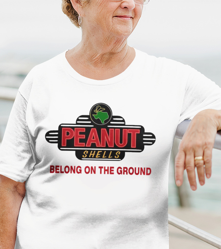 Peanut Shells Belong On The Ground With Dinosaur T-Shirt