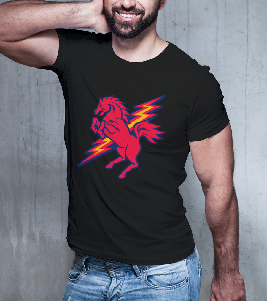 St. John's Red Storm Thunder Horse Lightning Bolt T-Shirt