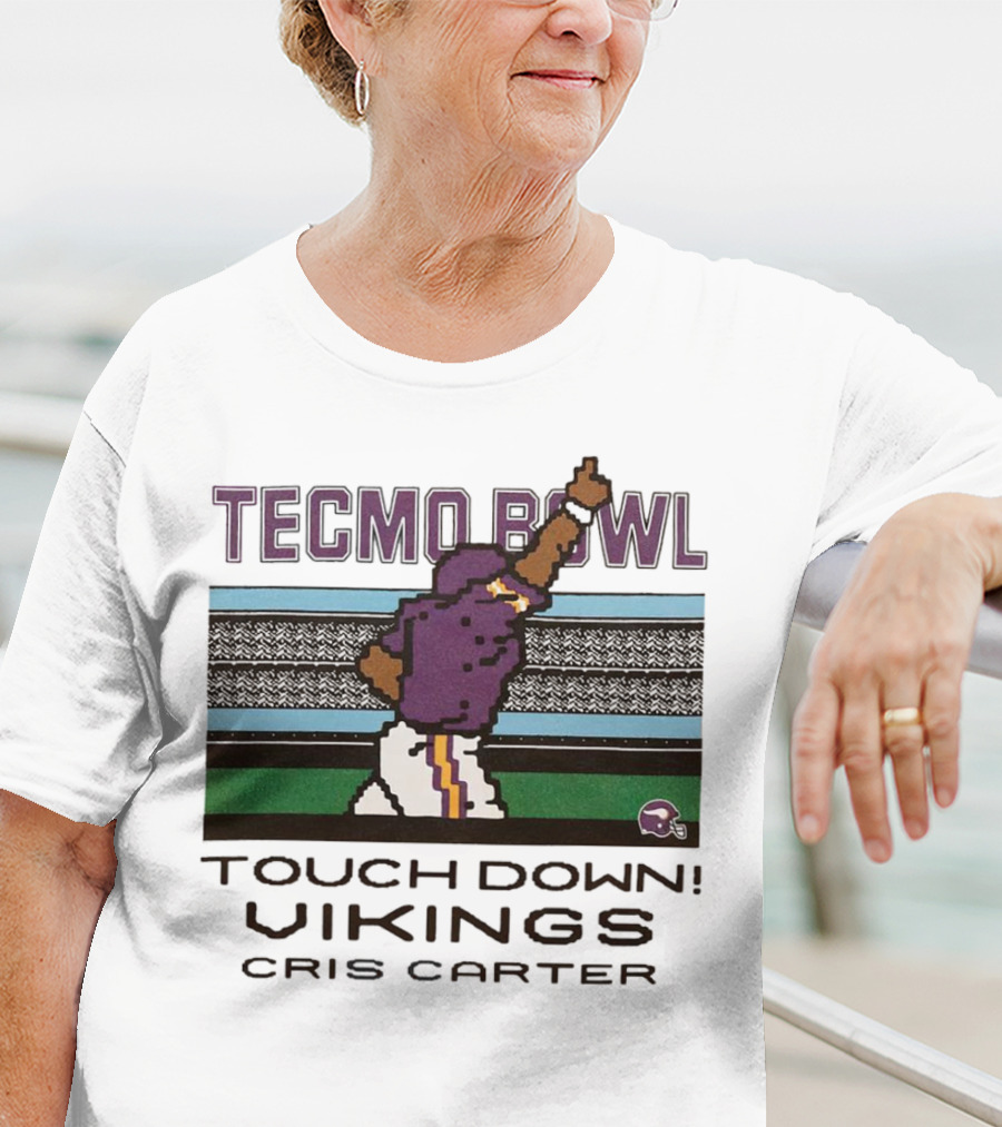 Tecmo Bowl Touch Down Vikings Cris Carter Retro Pixel T-Shirt