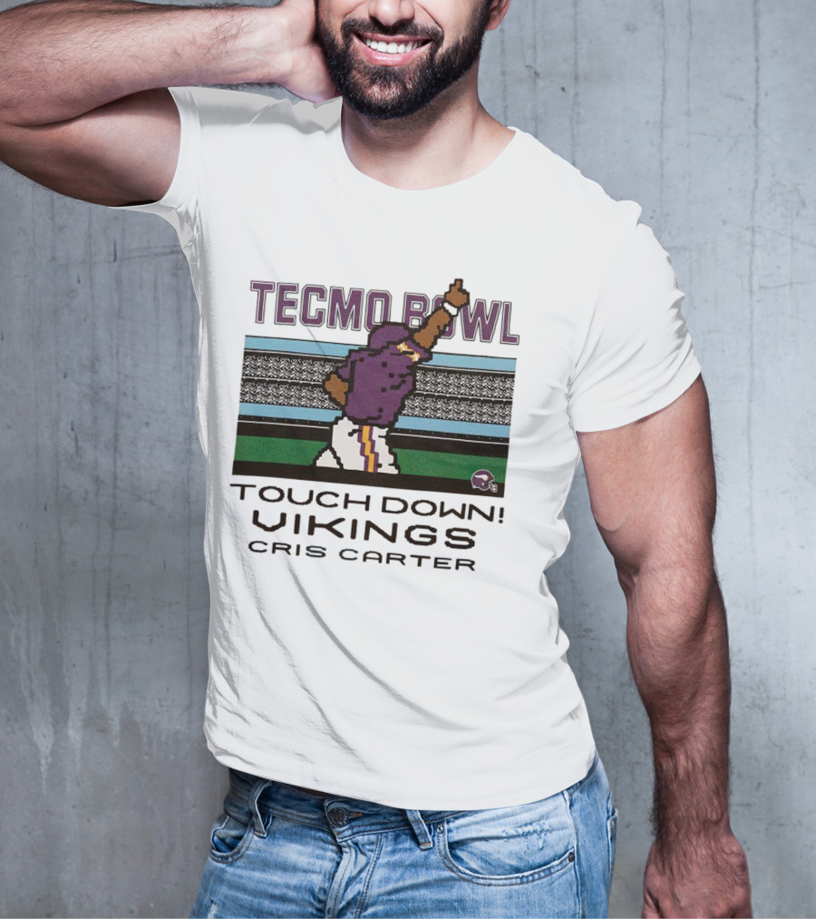 Tecmo Bowl Touch Down Vikings Cris Carter Retro Pixel T-Shirt