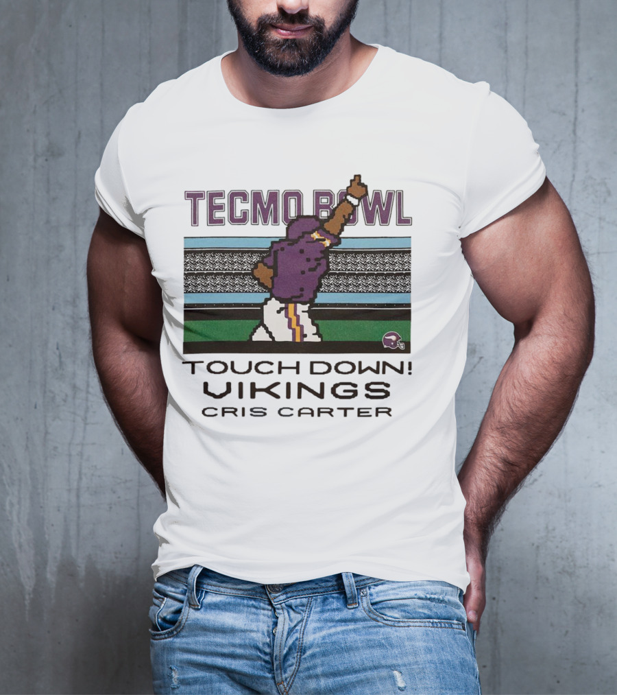 Tecmo Bowl Touch Down Vikings Cris Carter Retro Pixel T-Shirt