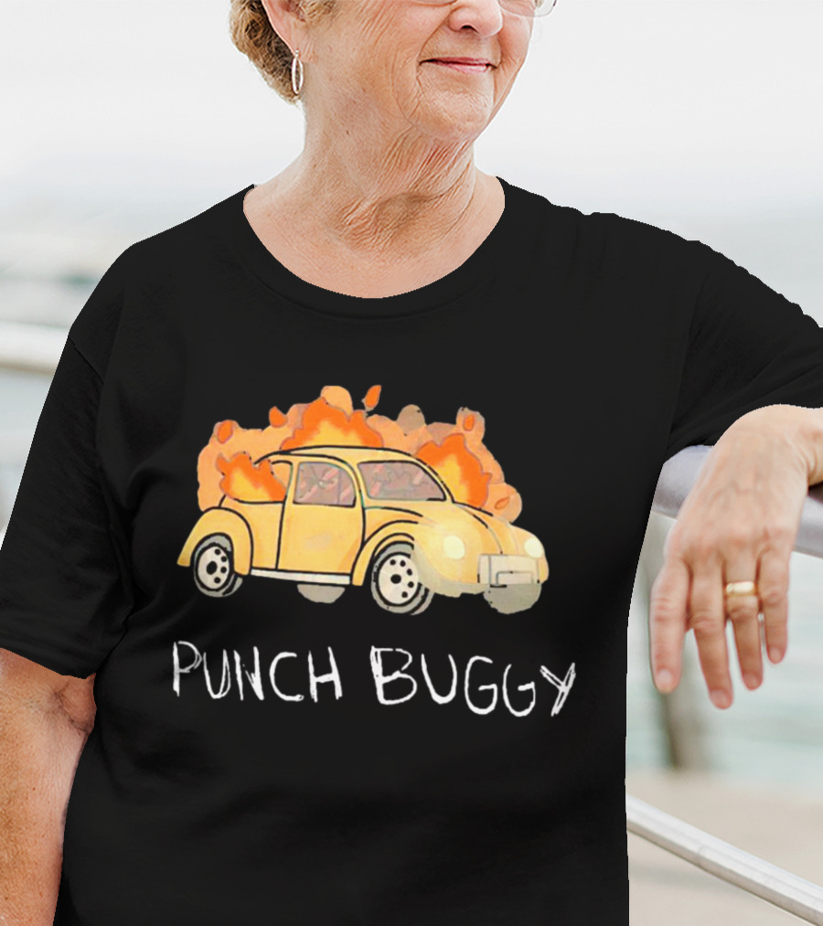 Punch Buggy Car On Fire Iconic Flames Image T-Shirt