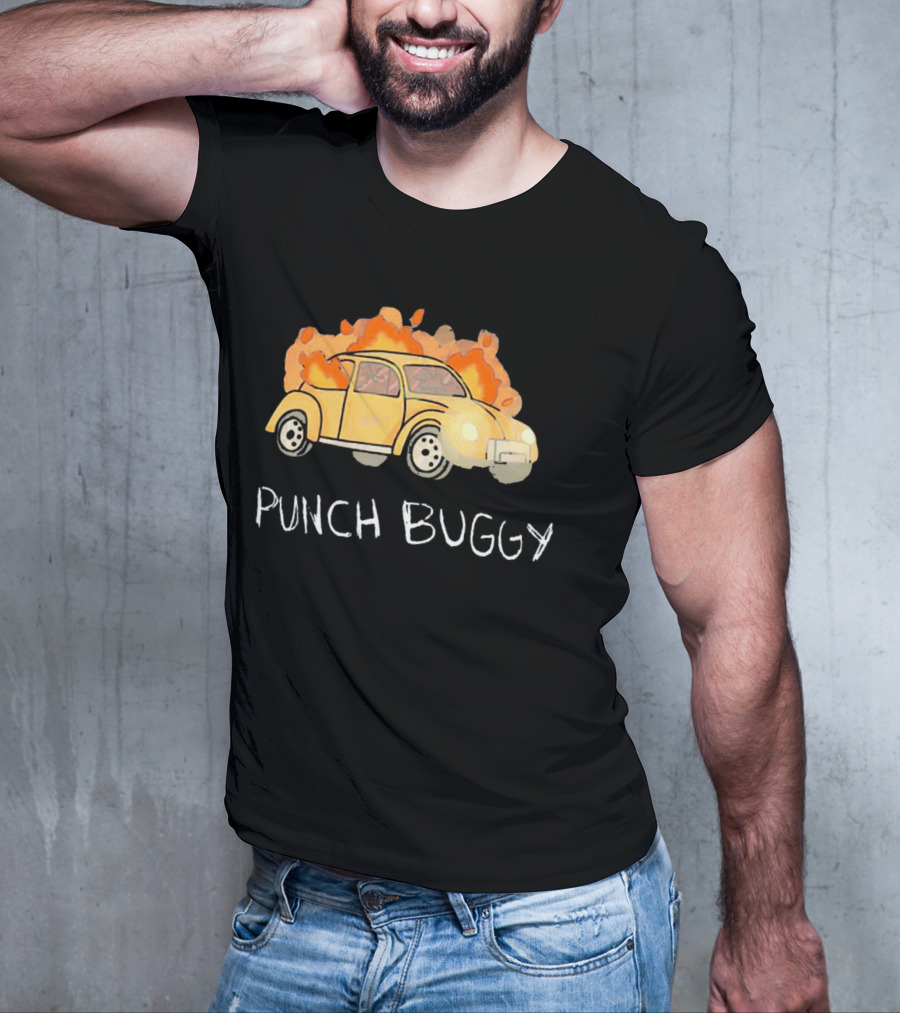 Punch Buggy Car On Fire Iconic Flames Image T-Shirt