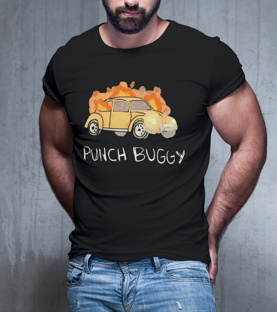 Punch Buggy Car On Fire Iconic Flames Image T-Shirt