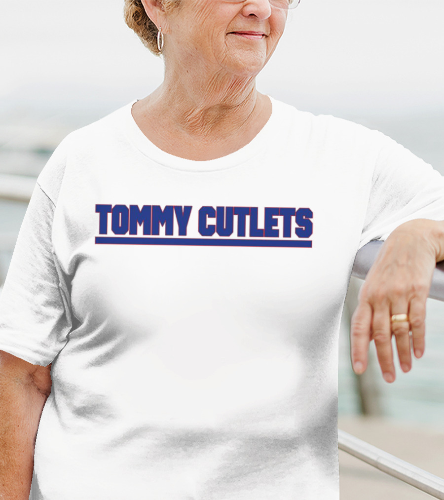 Tommy Cutlets New York Style Font Bold Blue T-Shirt