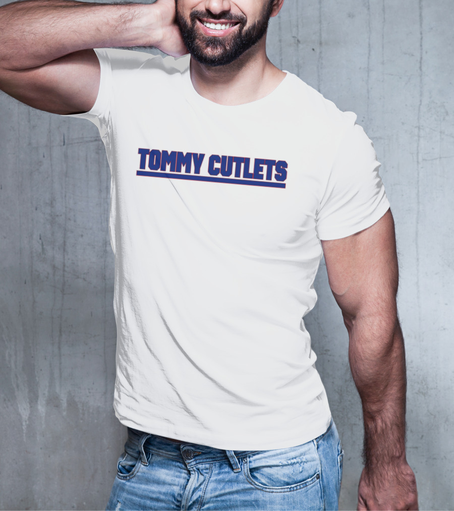 Tommy Cutlets New York Style Font Bold Blue T-Shirt