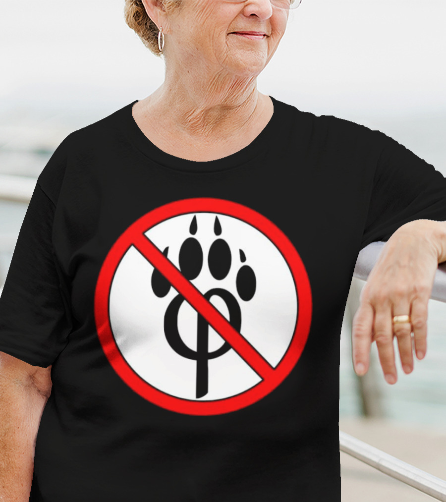 Anti Furry Paw Symbol With Red Prohibition Circle T-Shirt
