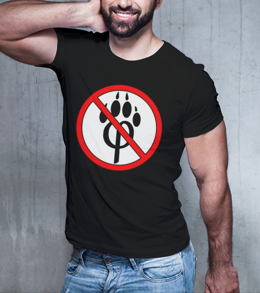 Anti Furry Paw Symbol With Red Prohibition Circle T-Shirt
