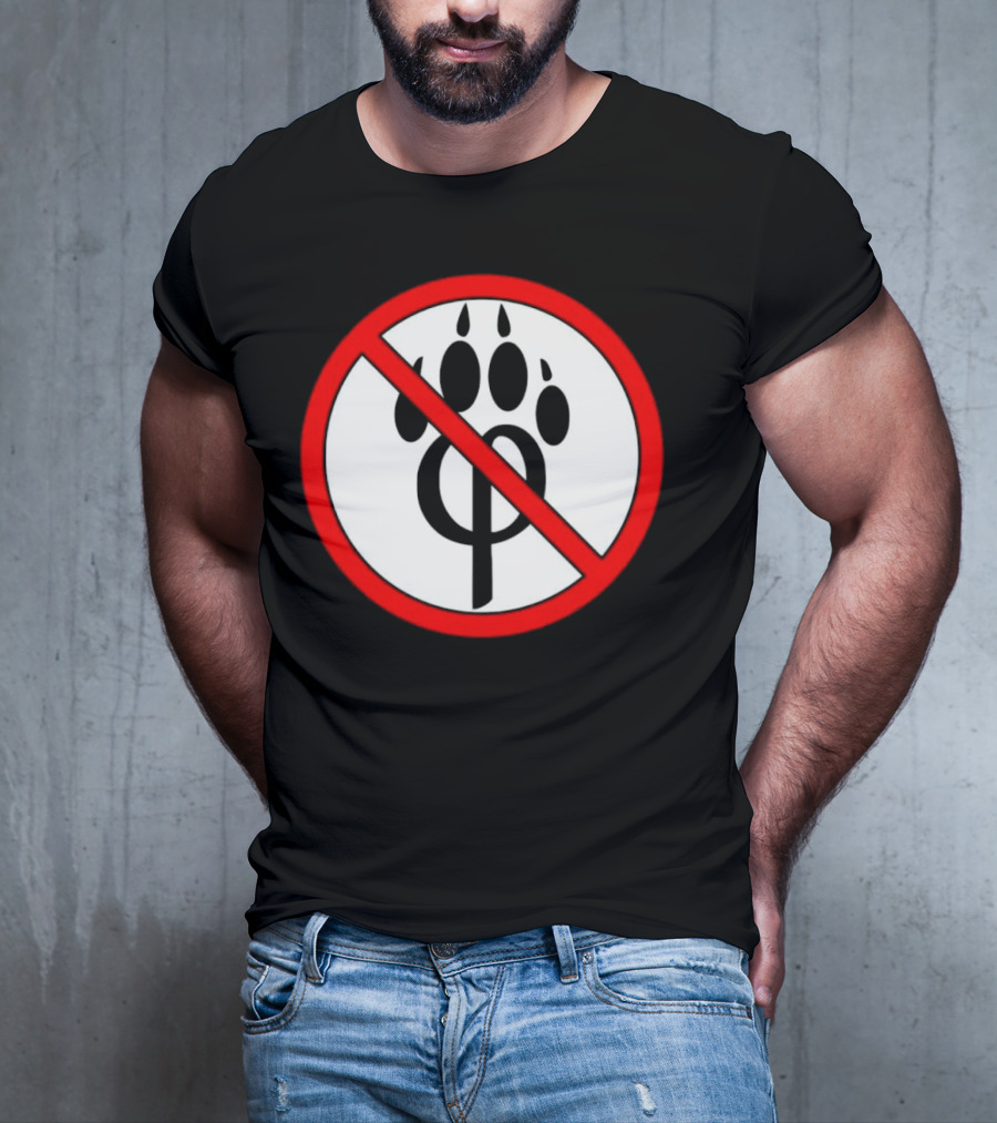 Anti Furry Paw Symbol With Red Prohibition Circle T-Shirt