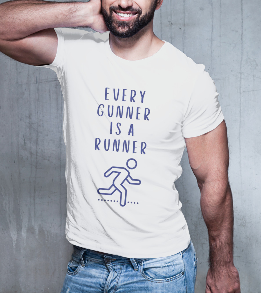 Every Gunner Is A Runner Blue Running Stick Figure T-Shirt