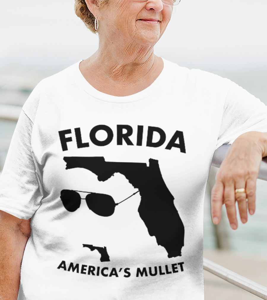 Florida America's Mullet Sunglasses State Outline T-Shirt