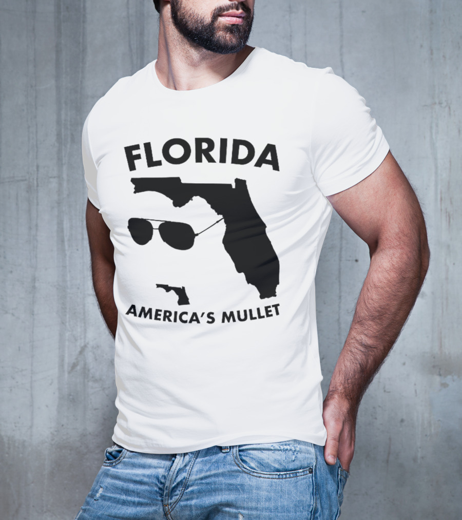 Florida America's Mullet Sunglasses State Outline T-Shirt