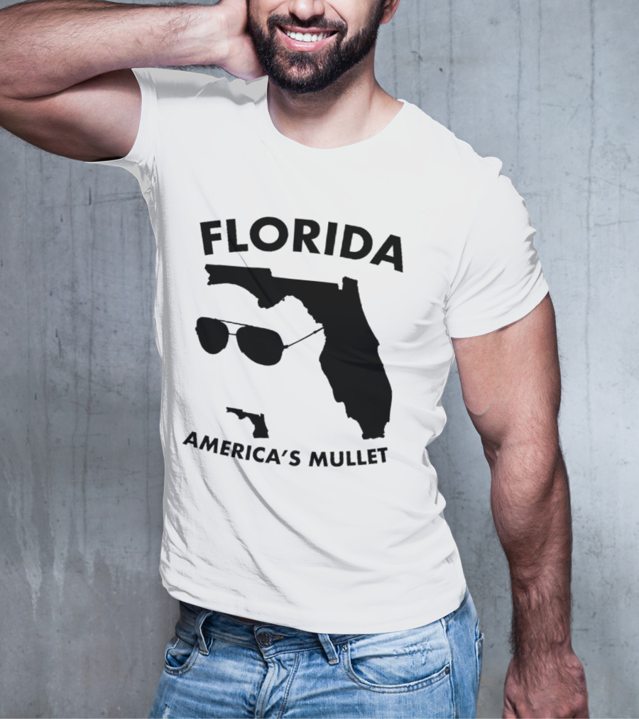 Florida America's Mullet Sunglasses State Outline T-Shirt