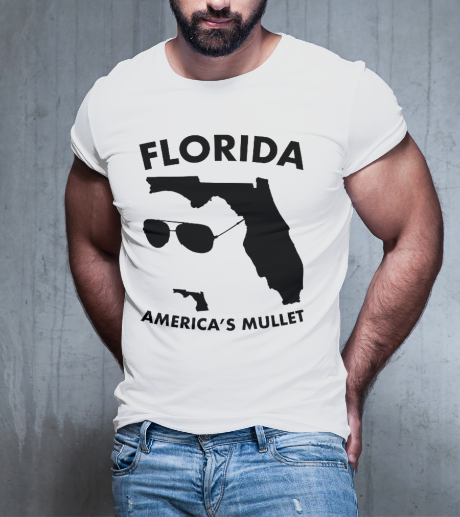 Florida America's Mullet Sunglasses State Outline T-Shirt