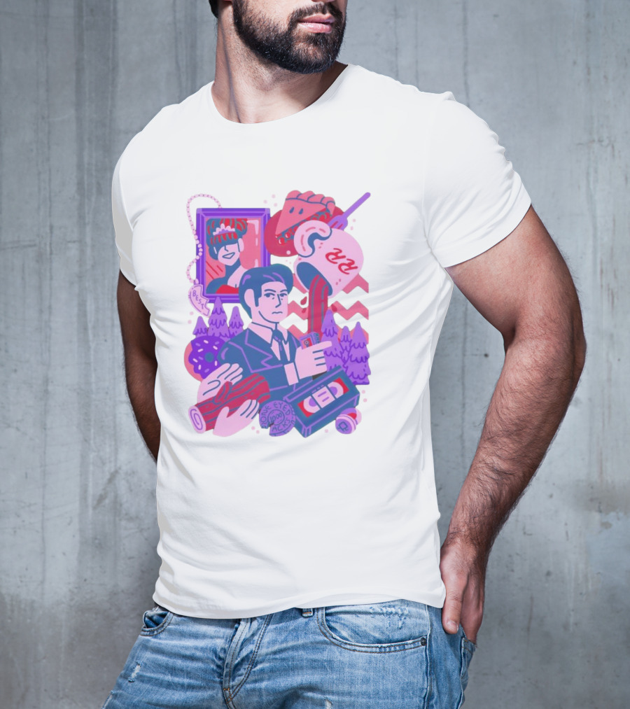 Meanwhile Twin Peaks Mystery Icons And Coffee Pie Logs T-Shirt