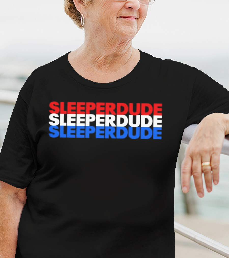 SLEEPERDUDE Red White Blue Stacked Text T-Shirt