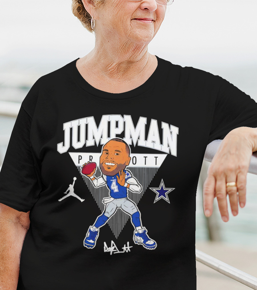 Jumpman Prescott Dak Prescott Dallas Cowboys 4 Signature Football Star T-Shirt