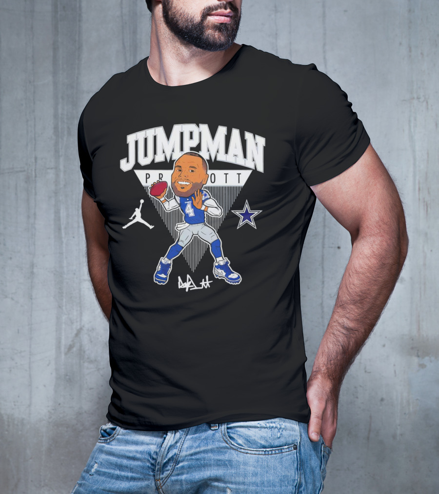 Jumpman Prescott Dak Prescott Dallas Cowboys 4 Signature Football Star T-Shirt