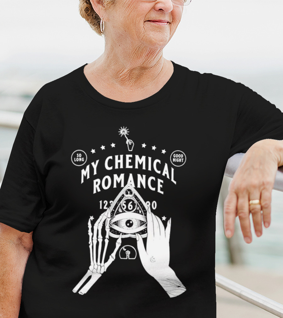 My Chemical Romance Ouija Planchette So Long Good Night Skeleton Hand 1234567890 T-Shirt
