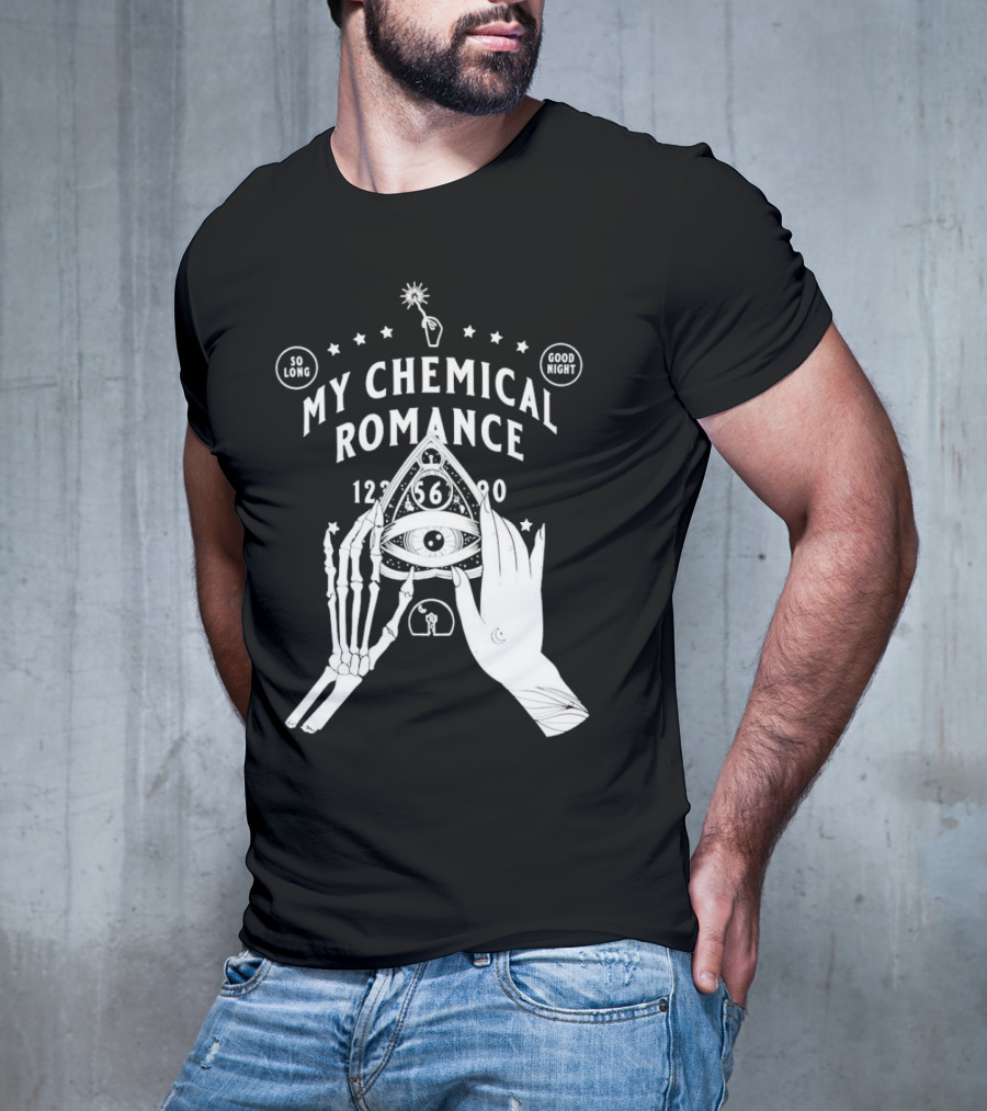 My Chemical Romance Ouija Planchette So Long Good Night Skeleton Hand 1234567890 T-Shirt