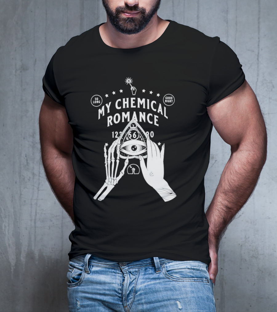 My Chemical Romance Ouija Planchette So Long Good Night Skeleton Hand 1234567890 T-Shirt