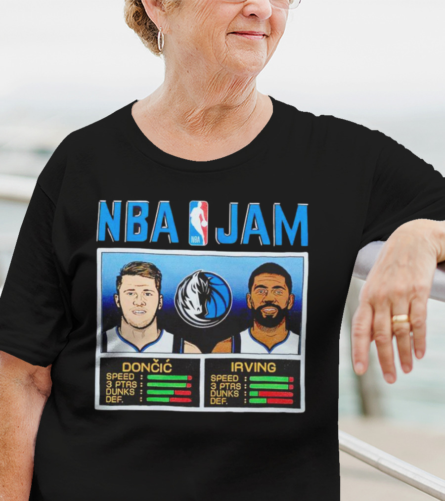 NBA Jam Mavericks Luka Dončić Kyrie Irving Stats T-Shirt