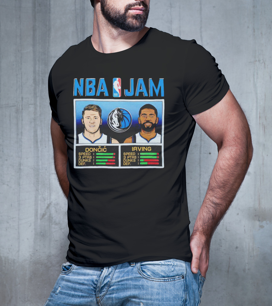NBA Jam Mavericks Luka Dončić Kyrie Irving Stats T-Shirt