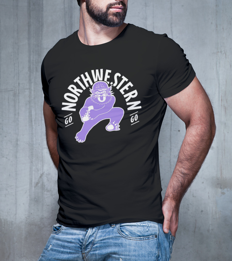 Northwestern Wildcats Football Mascot Go Northwestern Go T-Shirt