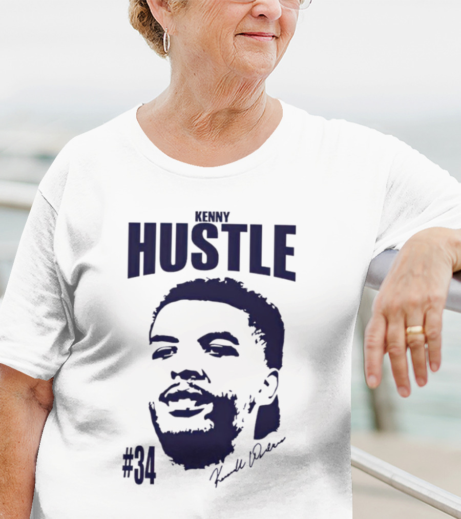 Kenny Hustle Kenrich Williams #34 Signed Face T-Shirt