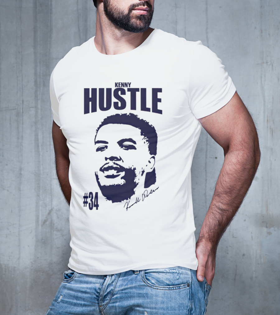 Kenny Hustle Kenrich Williams #34 Signed Face T-Shirt