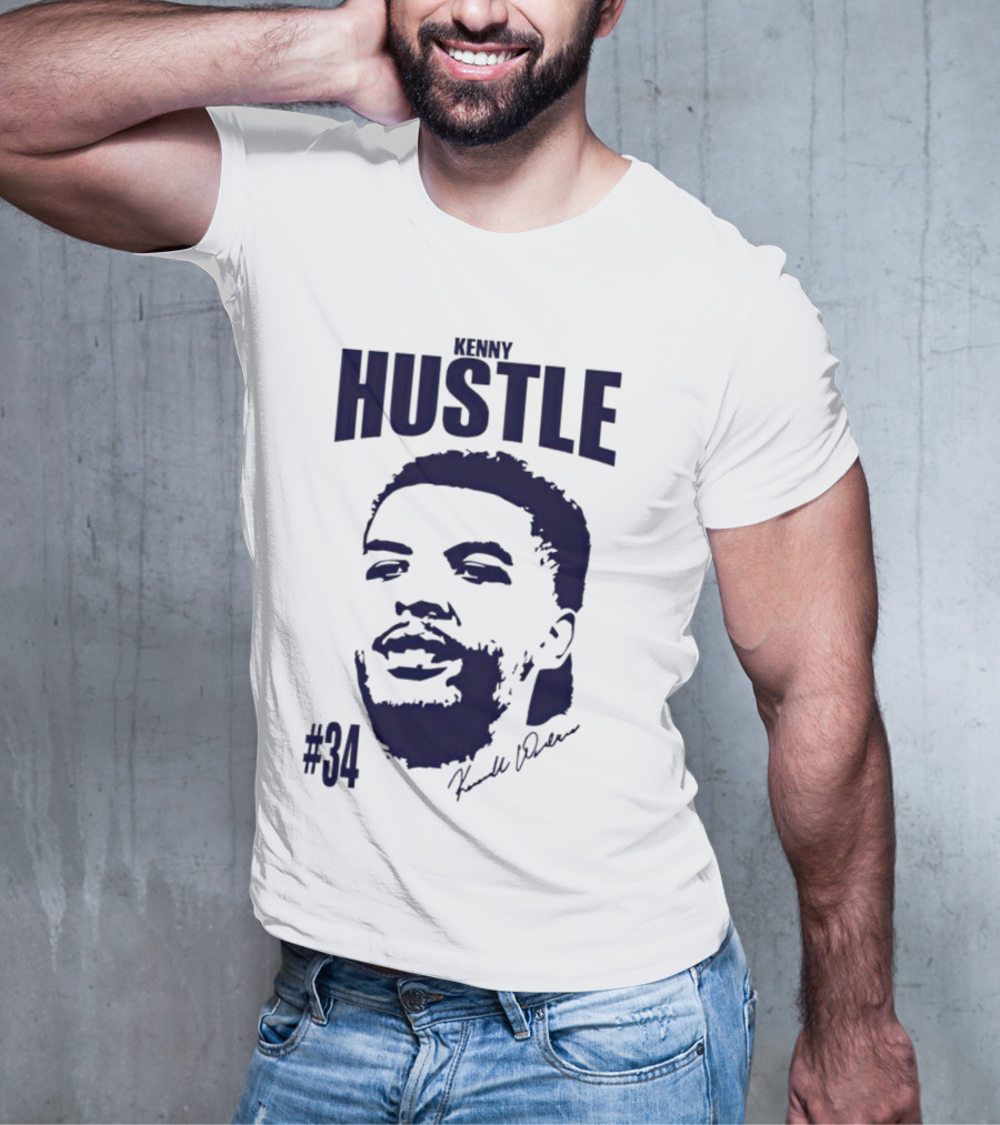 Kenny Hustle Kenrich Williams #34 Signed Face T-Shirt