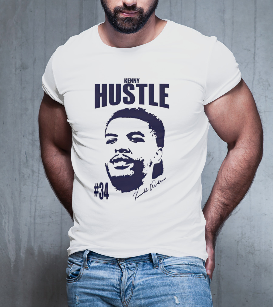 Kenny Hustle Kenrich Williams #34 Signed Face T-Shirt