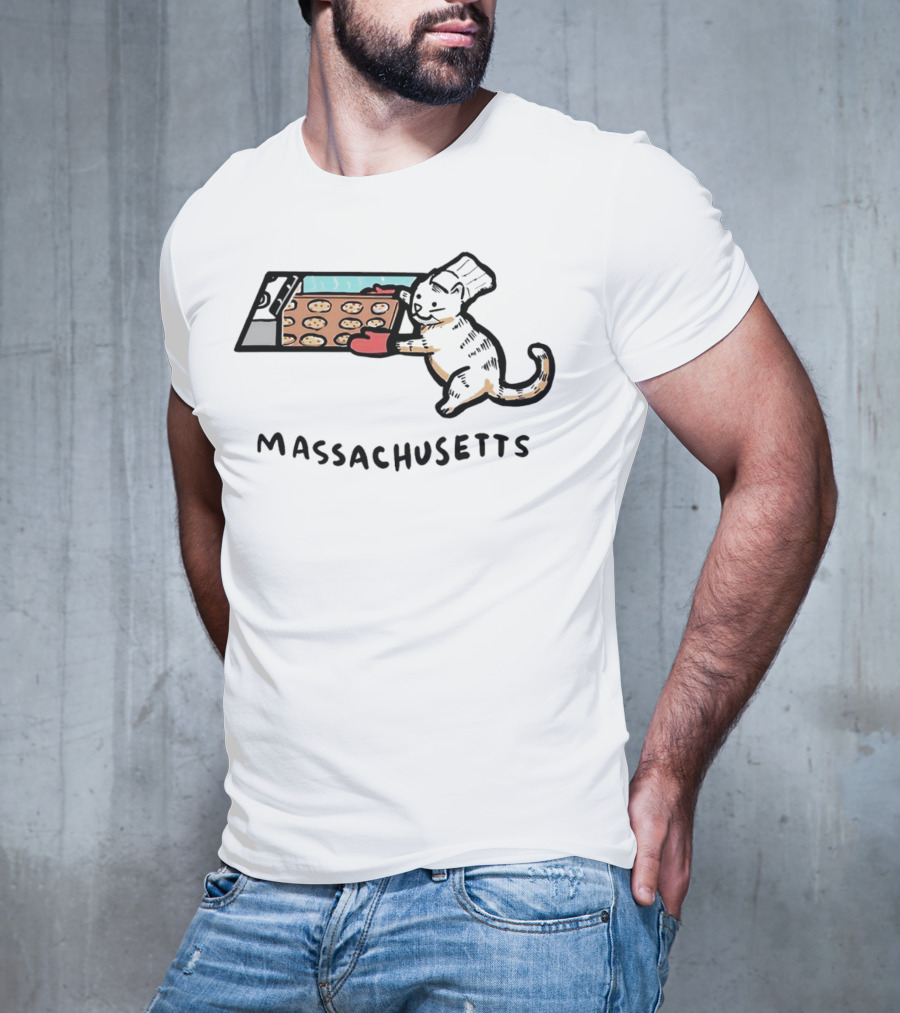 Massachusetts Baking Cat Meowsachusetts Cookies T-Shirt