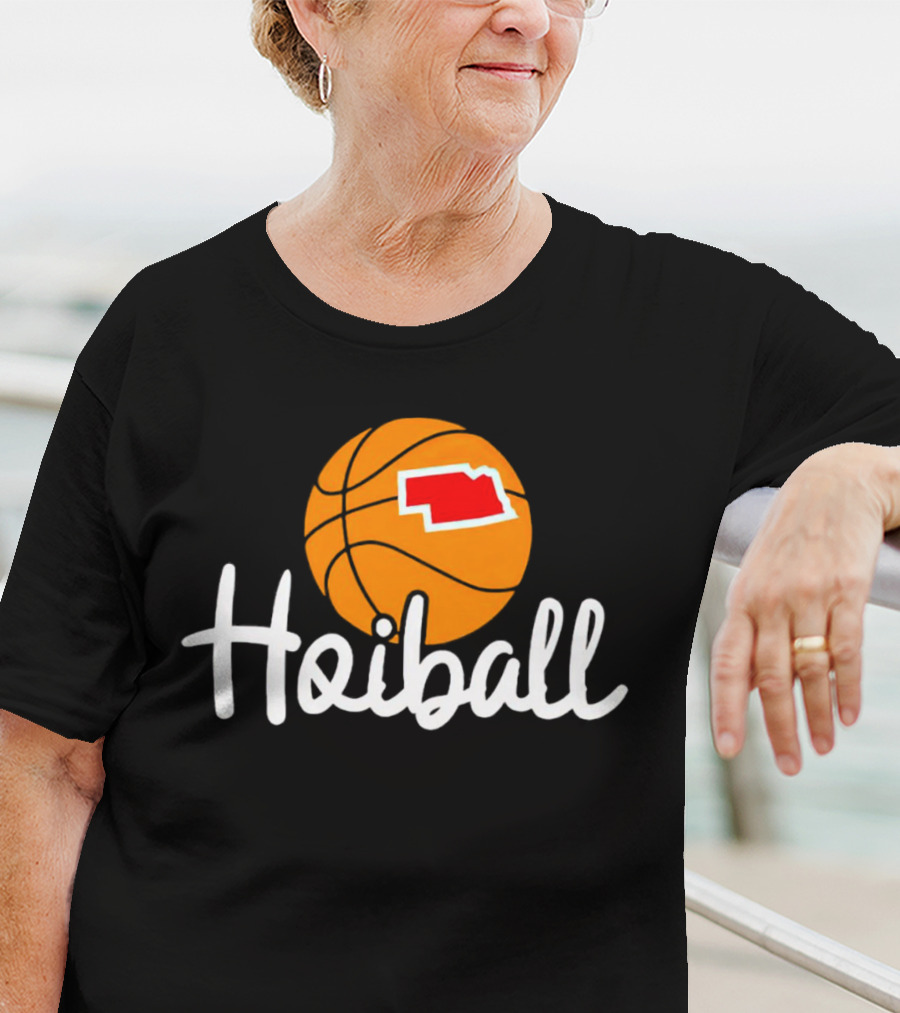 Nebraska Hoiball Basketball Icon With State Outline T-Shirt