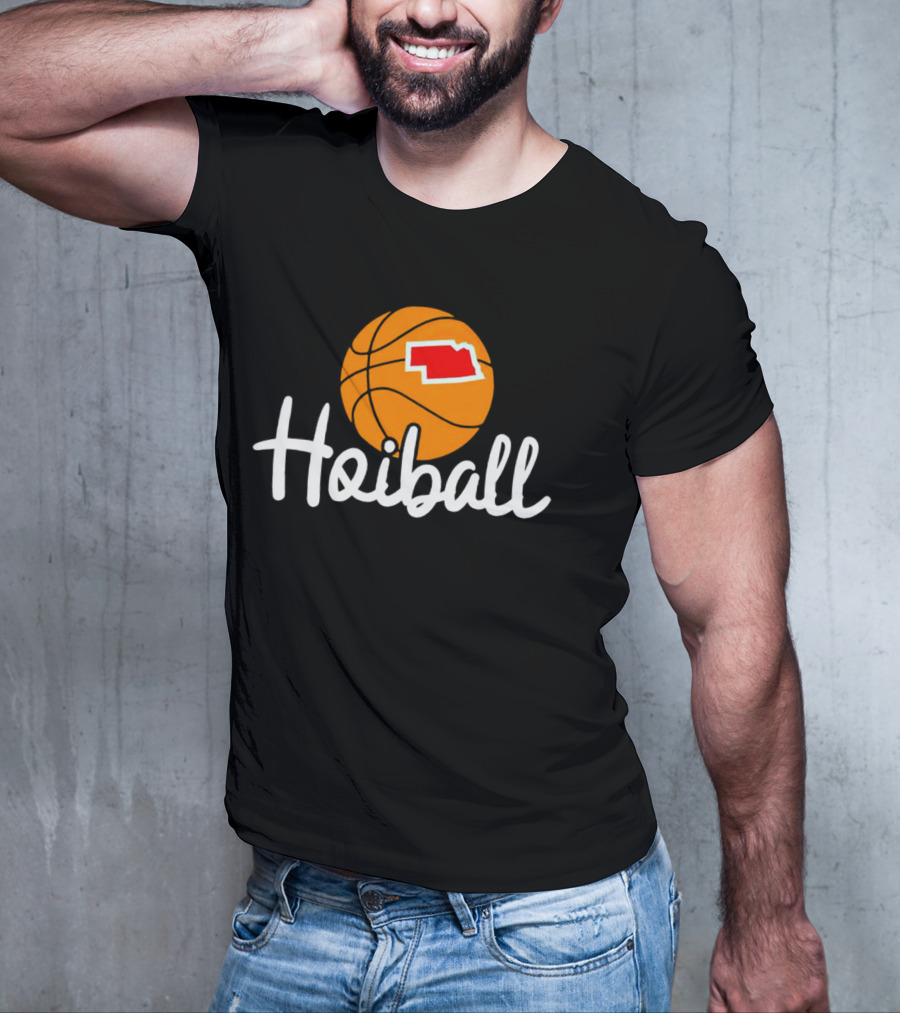 Nebraska Hoiball Basketball Icon With State Outline T-Shirt