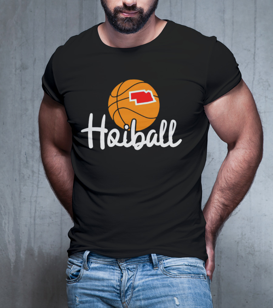 Nebraska Hoiball Basketball Icon With State Outline T-Shirt