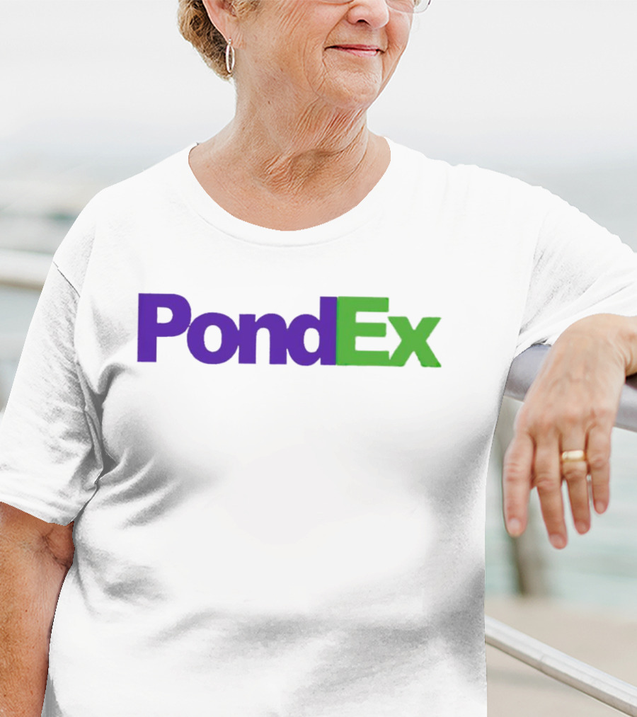 PondEx Bold Purple Green Text T-Shirt