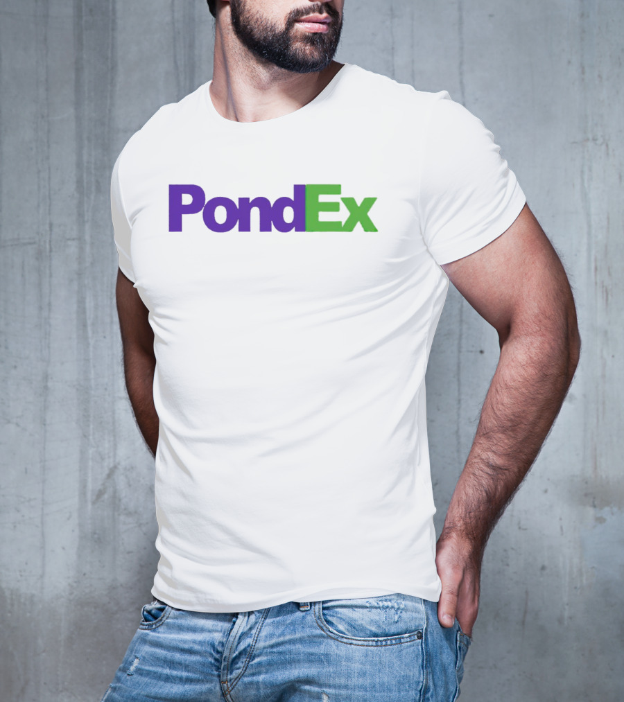 PondEx Bold Purple Green Text T-Shirt