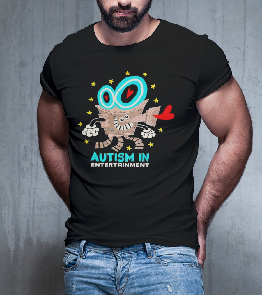 Autism In Entertainment Starry-Eyed Robot With Heart Projector T-Shirt