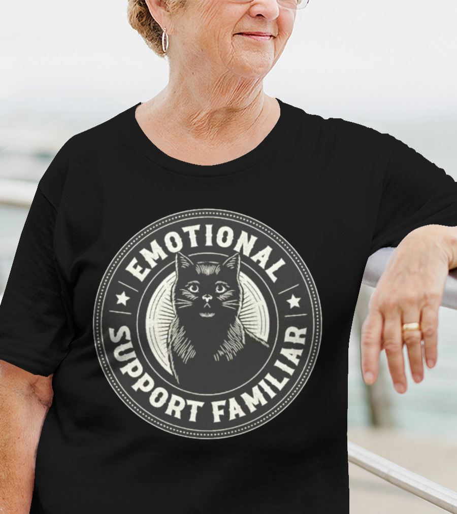 Emotional Support Familiar Black Cat T-Shirt