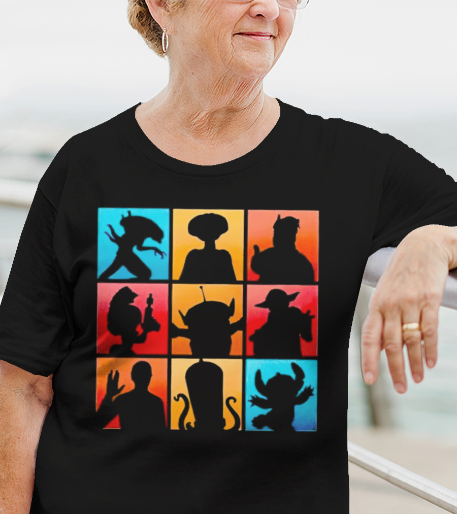 The Alien Gang Iconic Pop Culture Sci-Fi Silhouettes Compilation T-Shirt